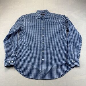 Esquire Slim Fit Non Iron Dress Shirt Mens 15.5 34/35 Blue Gingham